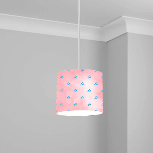 Pink and Blue Geometric Pattern Ceiling Lampshade Lightshade for Room - 20cm x 18.5cm