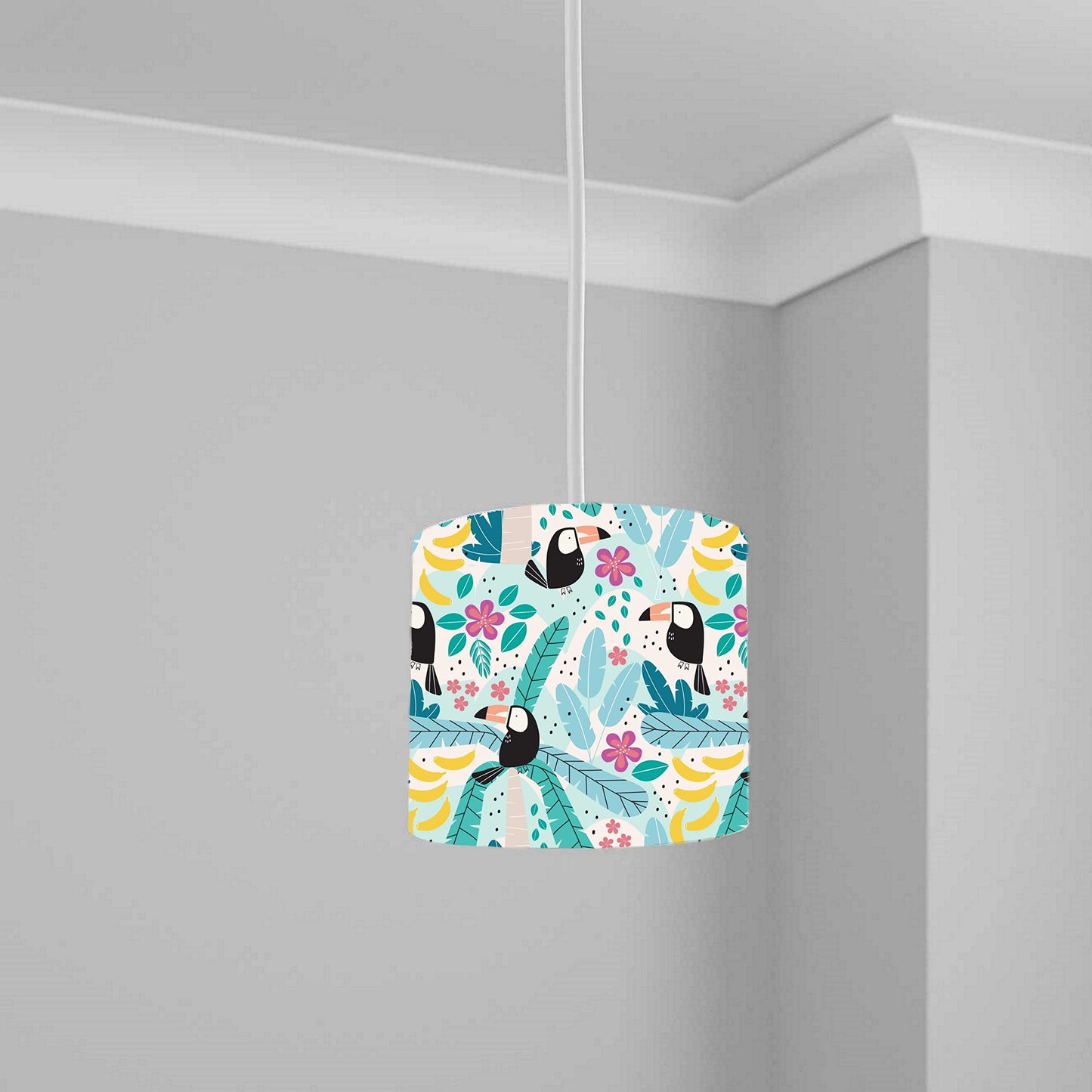 Jungle Safari Toucan Print Ceiling Lampshade Lightshade for Nursery - 20cm x 18.5cm