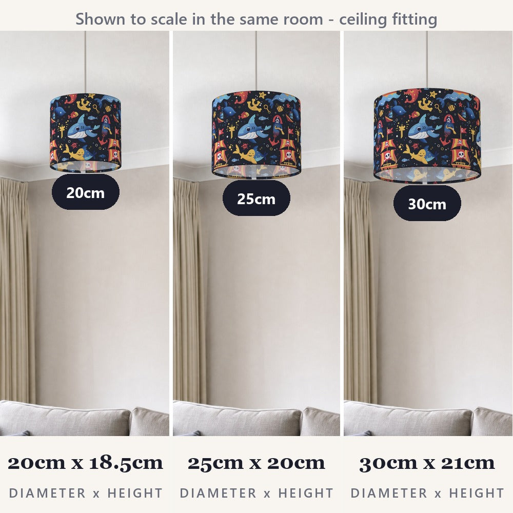 Whimsical Sharks and Pirates lampshade