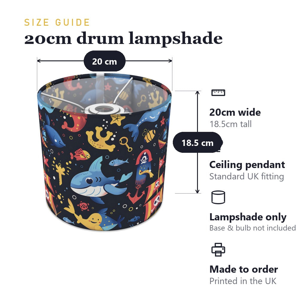 Whimsical Sharks and Pirates lampshade