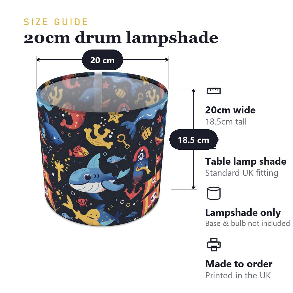 Whimsical Sharks and Pirates lampshade