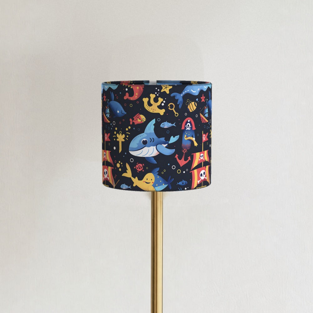 Whimsical Sharks and Pirates lampshade