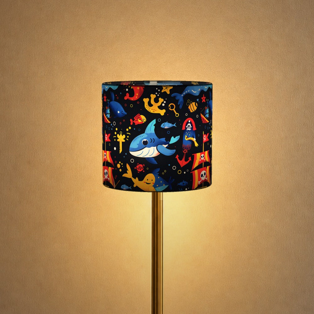 Whimsical Sharks and Pirates lampshade