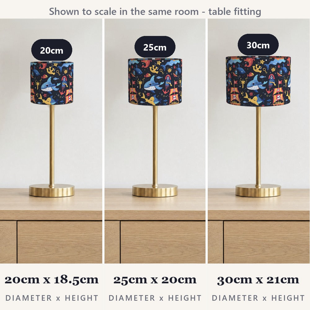 Whimsical Sharks and Pirates lampshade