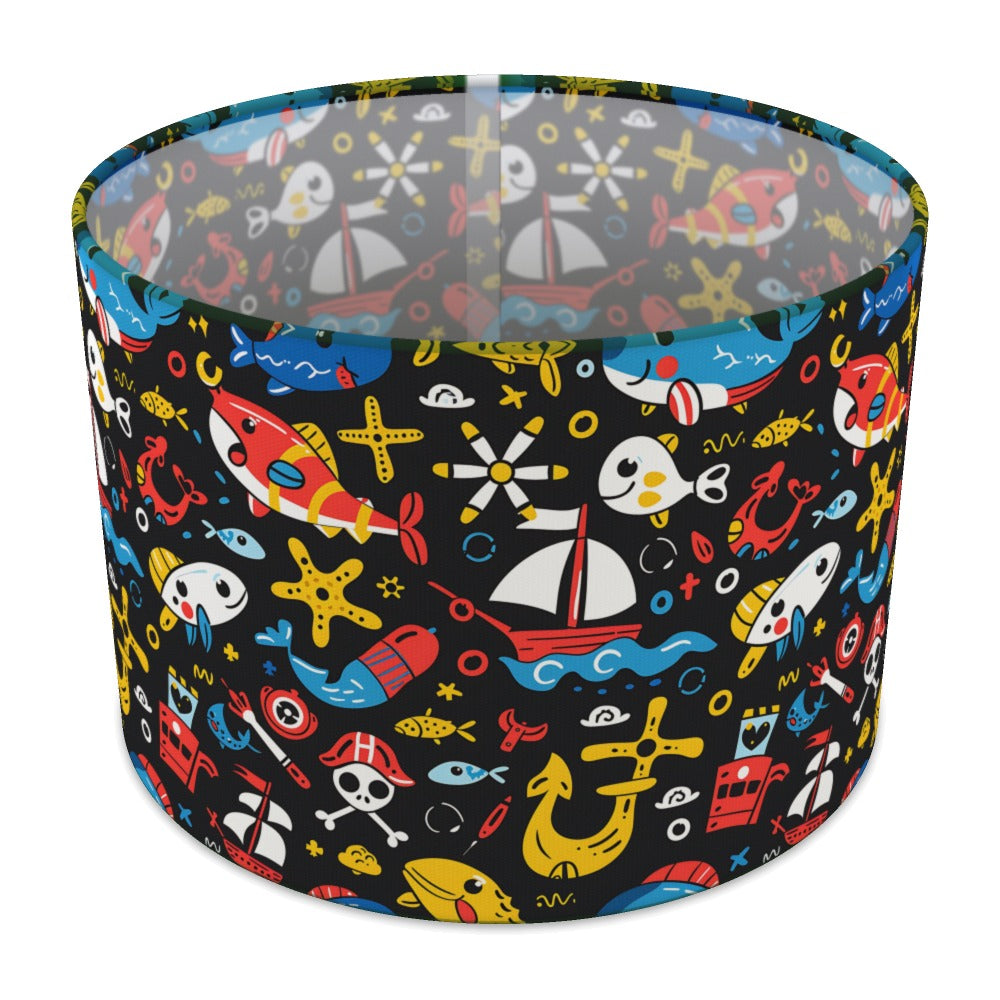 Colourful Boats and Fish lampshade - 30cm Table