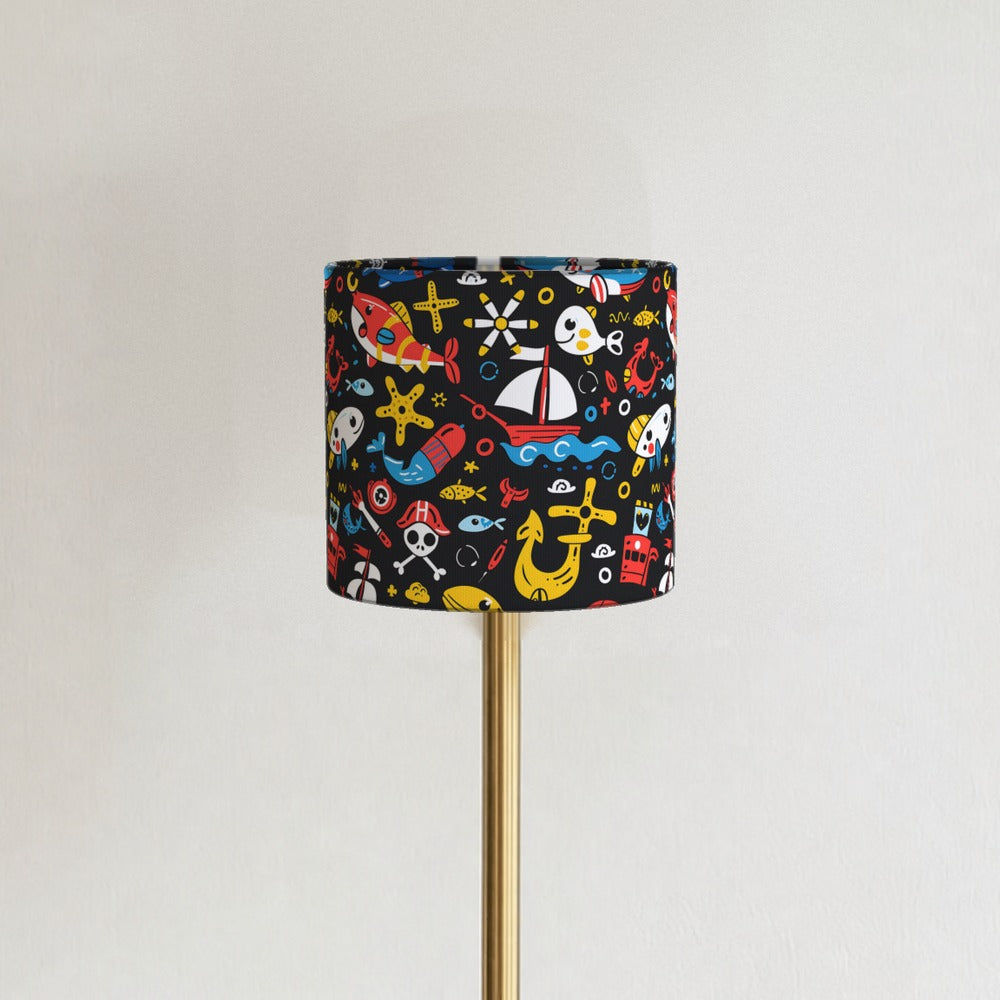 Colourful Boats and Fish lampshade