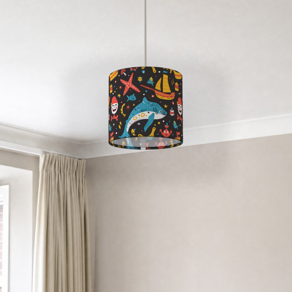 Bright Shark and Starfish lampshade
