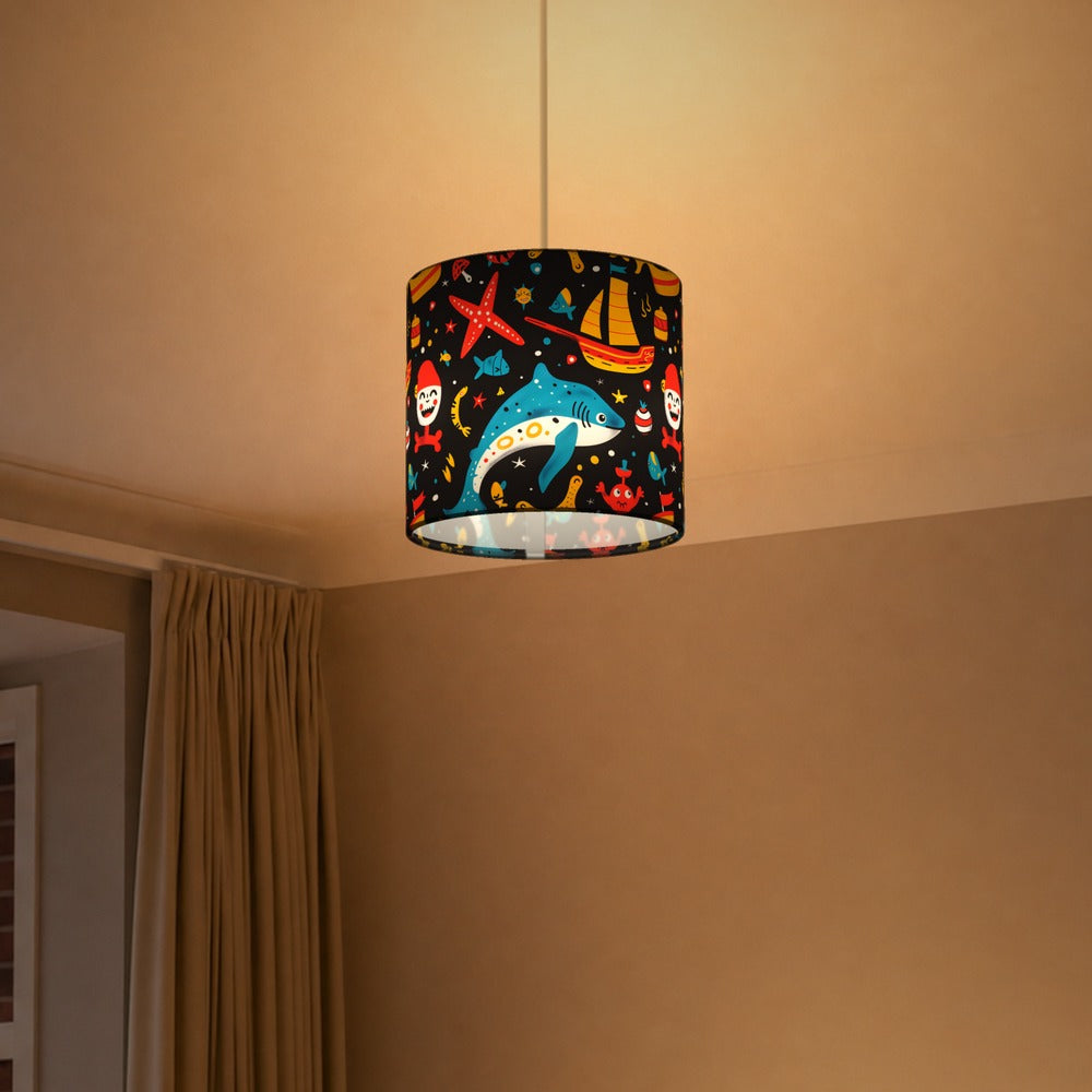 Bright Shark and Starfish lampshade
