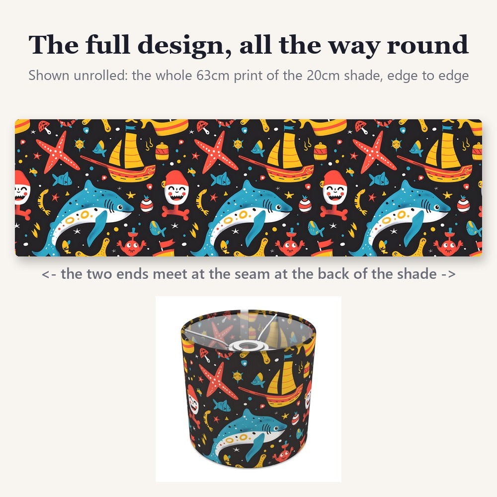 Bright Shark and Starfish lampshade