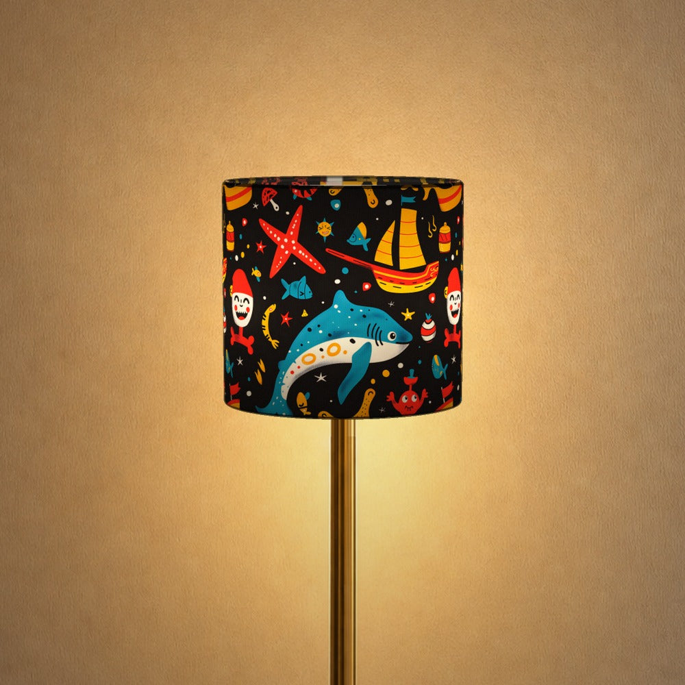 Bright Shark and Starfish lampshade
