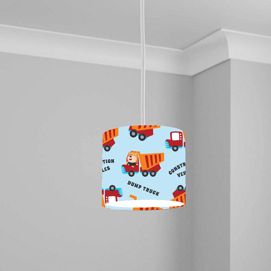 Blue Construction Truck Ceiling Lampshade Lightshade for Kids Room - 20cm x 18.5cm