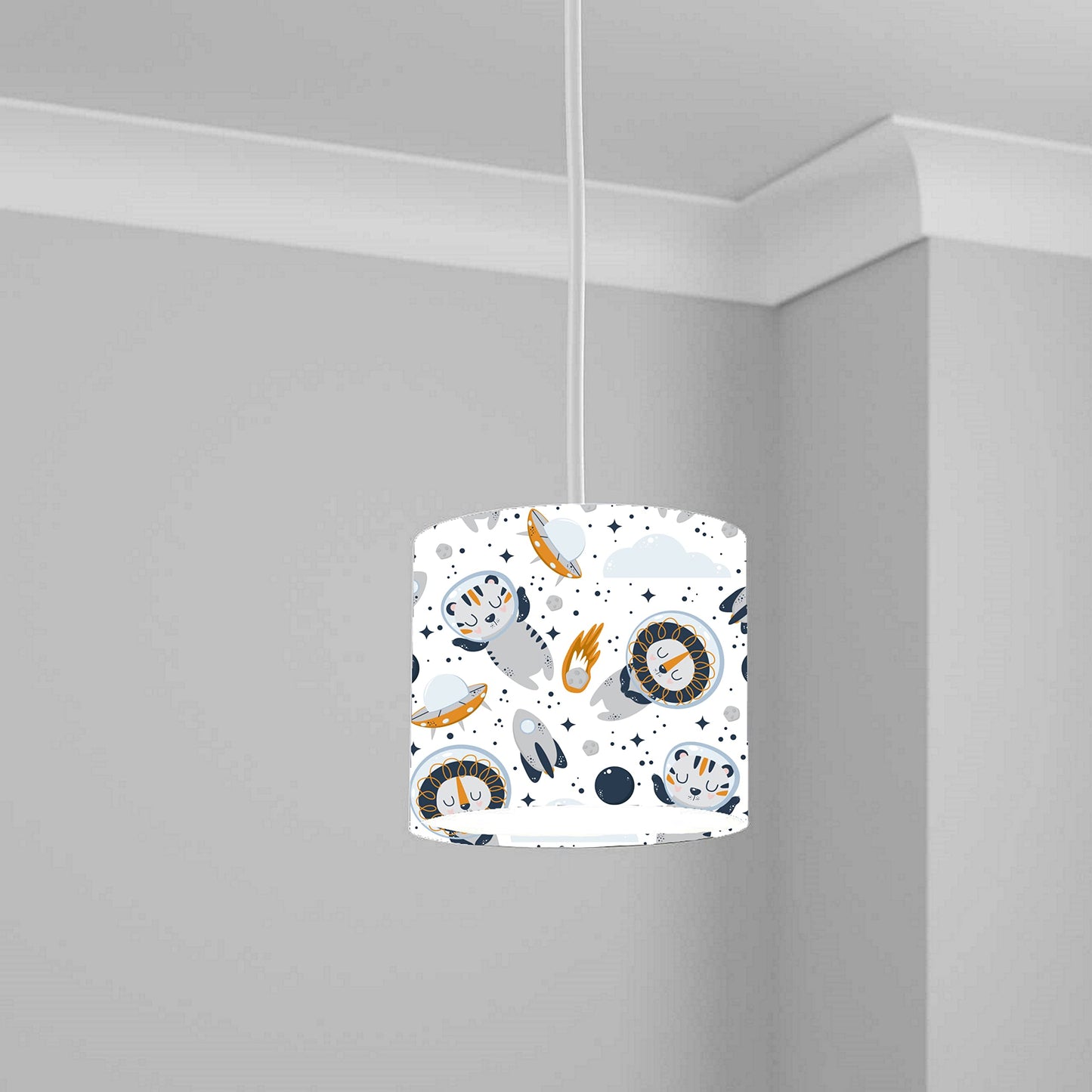 Cute Space Adventure Ceiling Lampshade Lightshade for Nursery - 20cm x 18.5cm