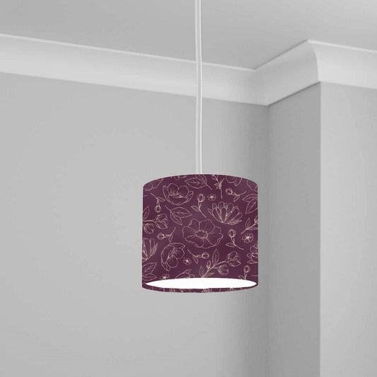 Burgundy Floral Pattern Ceiling Lampshade Lightshade for Room - 20cm x 18.5cm