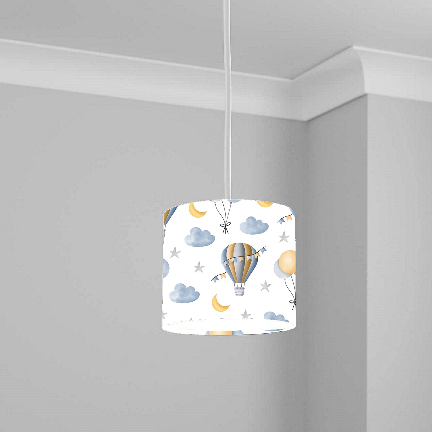 Hot Air Balloon and Moon Ceiling Lampshade Lightshade for Nursery - 20cm x 18.5cm