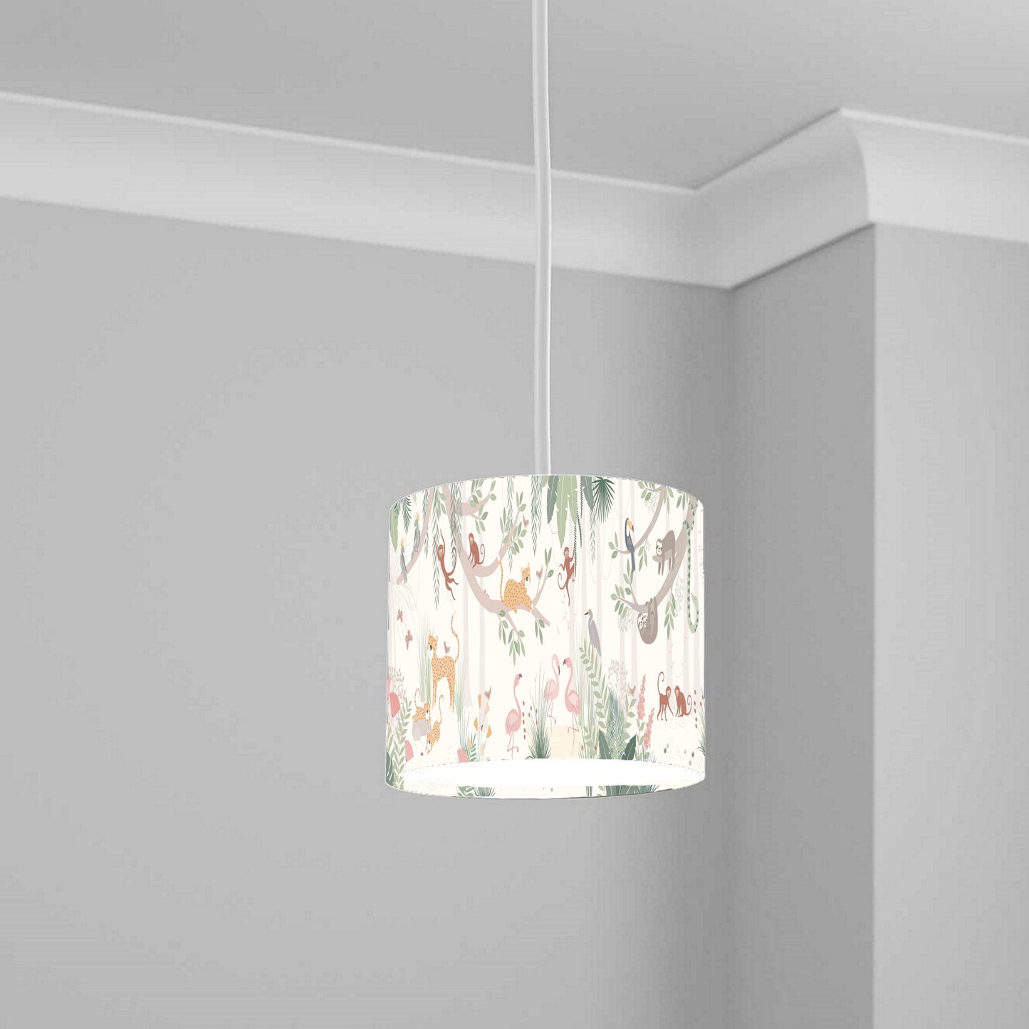 Jungle Animal Safari Ceiling Lampshade Lightshade for Nursery - 20cm x 18.5cm