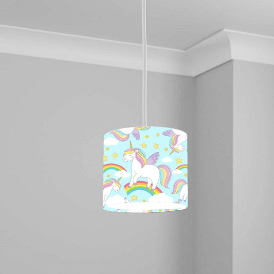 Pink Flying Unicorn Rainbow Ceiling Lampshade Lightshade for Nursery - 20cm x 18.5cm