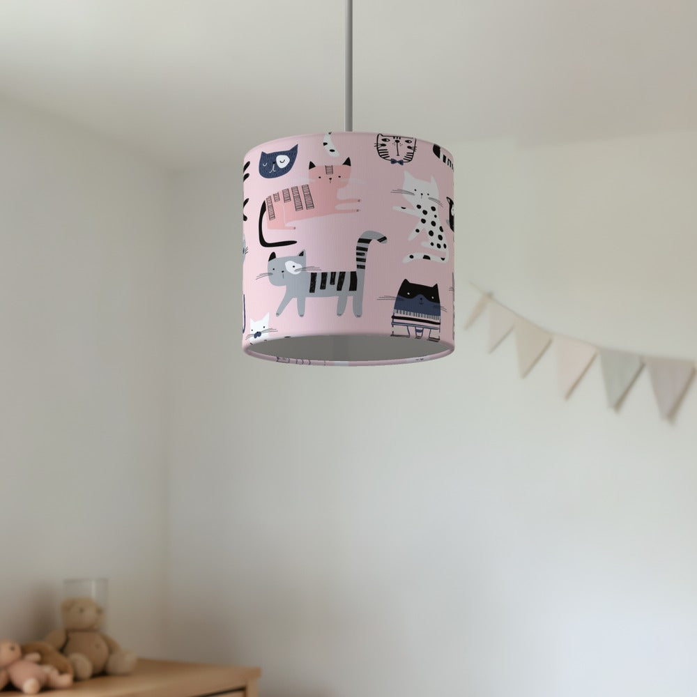 Pink Whimsical Cat lampshade