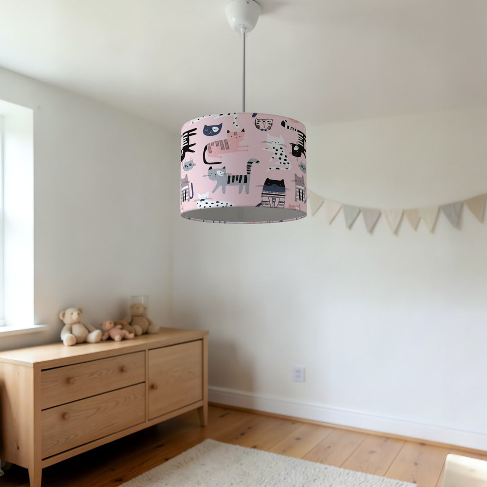 Pink Whimsical Cat lampshade