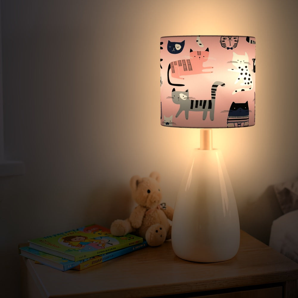 Pink Whimsical Cat lampshade