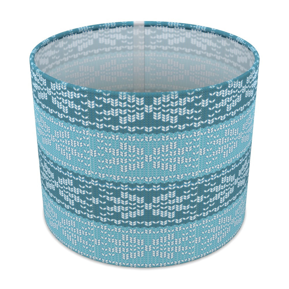 Blue Nordic Knit Pattern lampshade - 25cm Table
