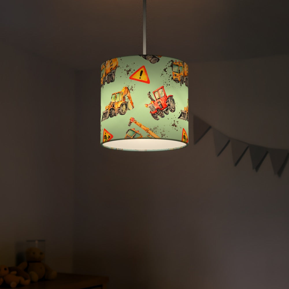 Multicolored Construction Vehicles lampshade