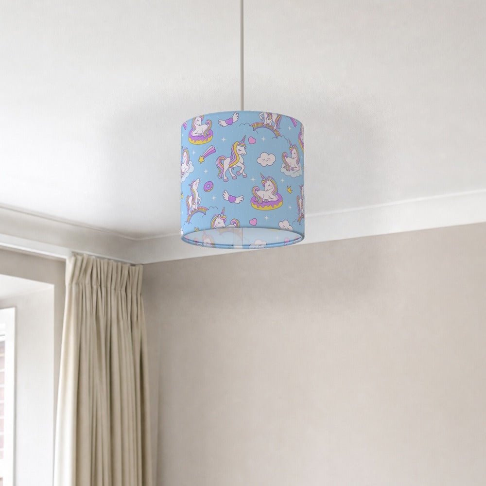 Pastel Unicorn and Rainbow lampshade