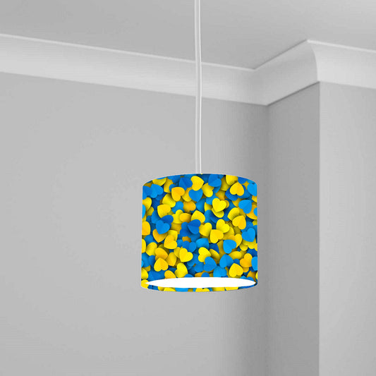 Blue and Yellow Heart Pattern Ceiling Lampshade Lightshade for Room 1-20cm x 18.5cm