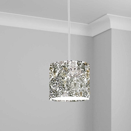 White Leopard Animal Print Ceiling Lampshade Lightshade for Nursery - 20cm x 18.5cm