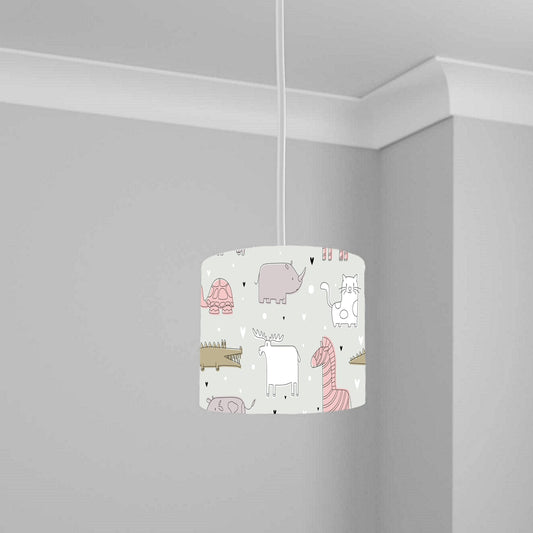 Pastel Safari Animal Print Ceiling Lampshade Lightshade for Nursery - 20cm x 18.5cm