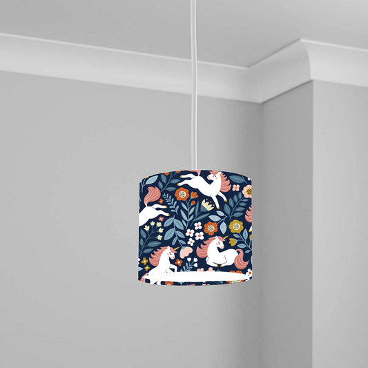Enchanting Unicorn Floral Pattern Ceiling Lampshade Lightshade for Kids Room - 20cm x 18.5cm
