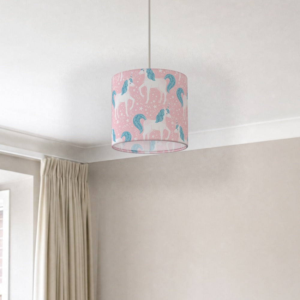 Pink Unicorn and Stars lampshade