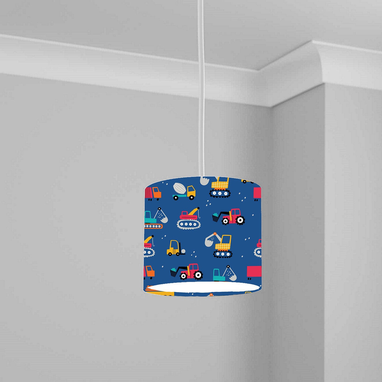 Boys Lampshade Digger Kids Bedroom lightshade Light Shade Boys Cars Builder 20CMX18.5CM