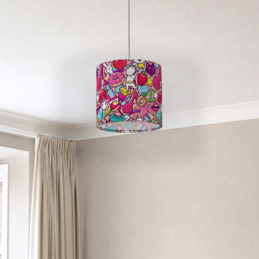 Unicorn and Hearts lampshade