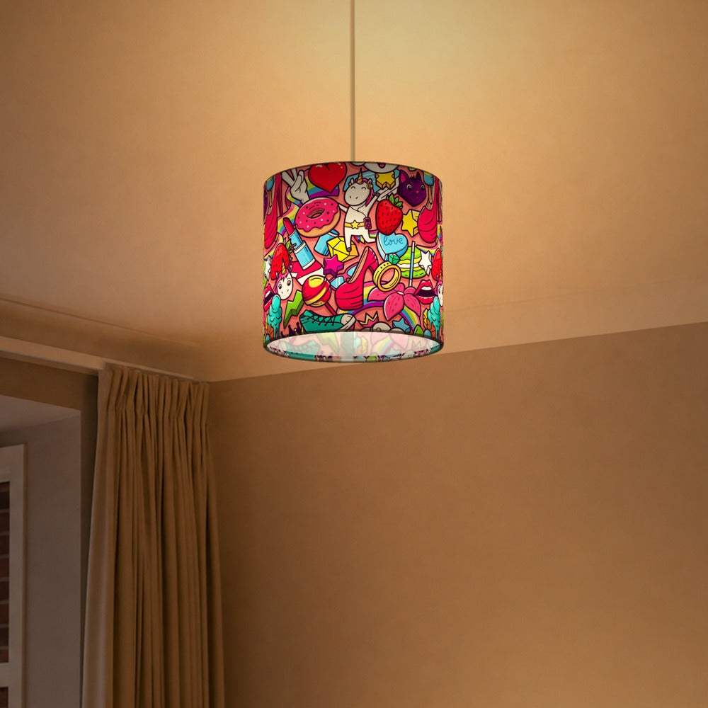 Unicorn and Hearts lampshade