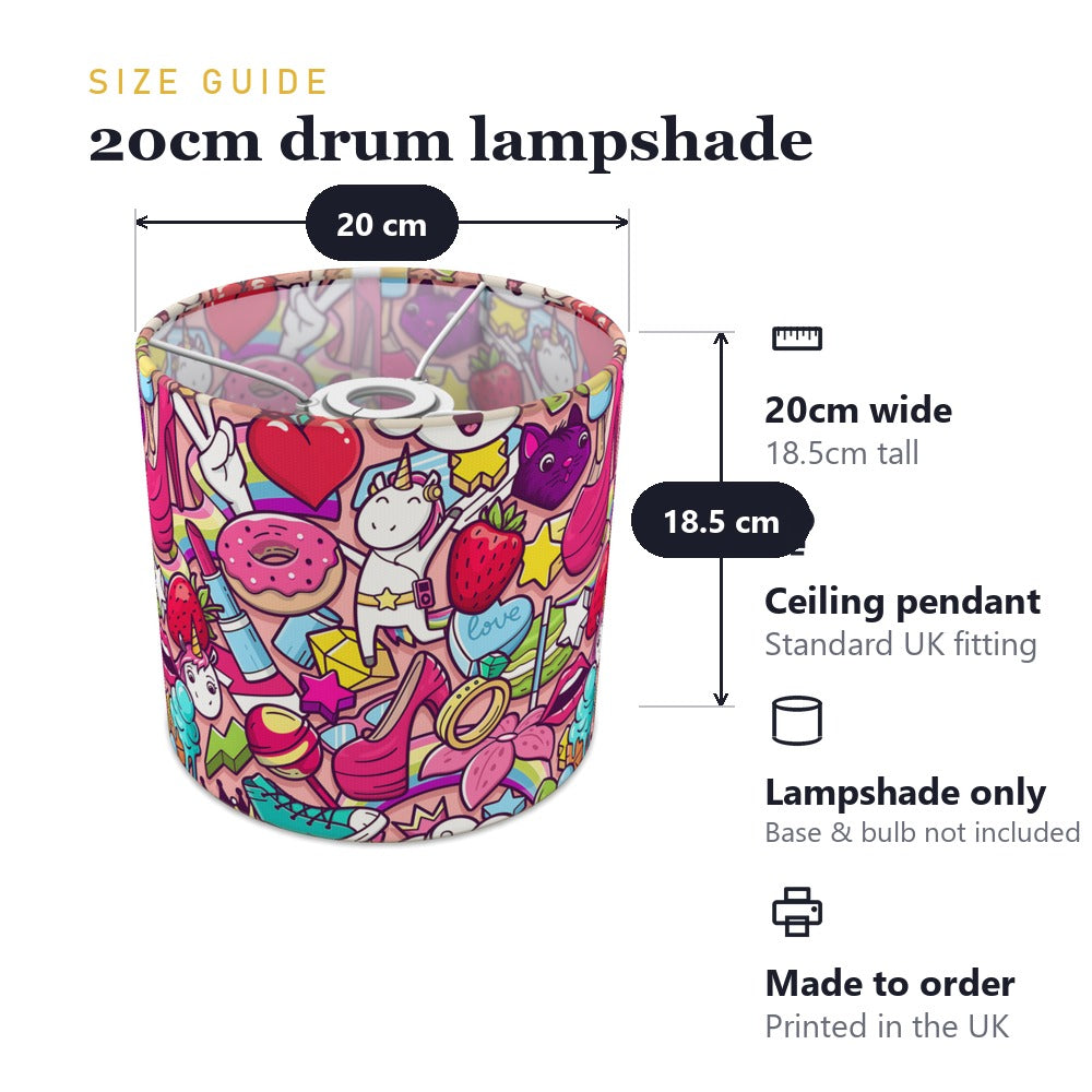 Unicorn and Hearts lampshade