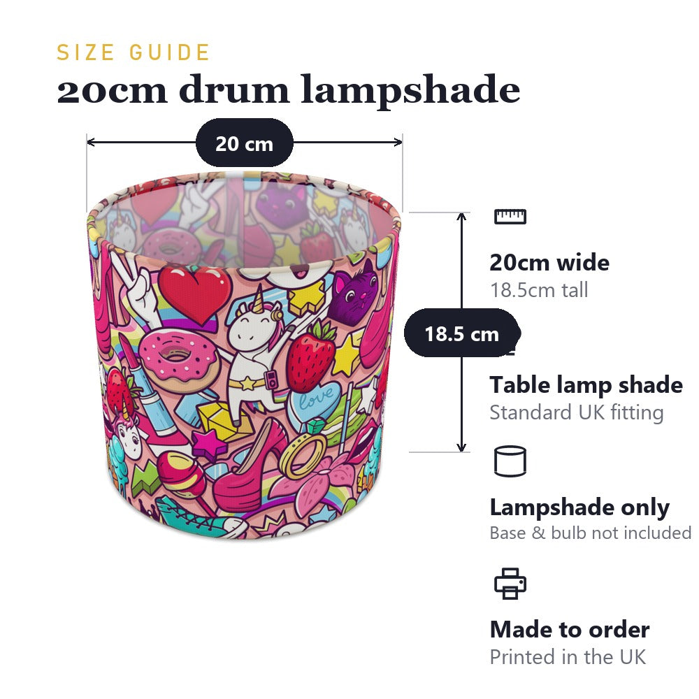 Unicorn and Hearts lampshade