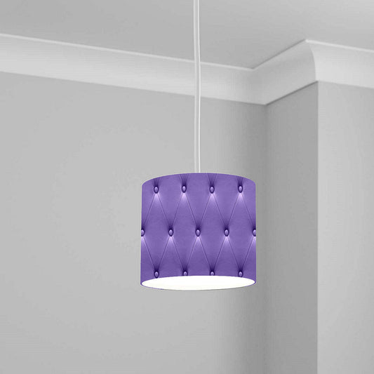 Purple Tufted Leather Effect Ceiling Lampshade Lightshade for Room - 20cm x 18.5cm