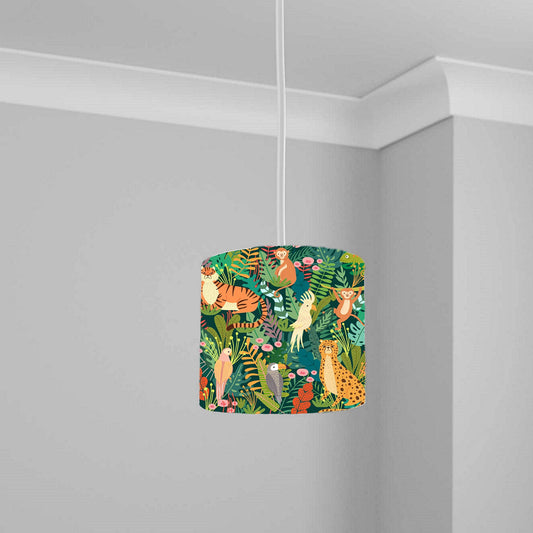 Vibrant Jungle Animal Ceiling Lampshade Lightshade for Nursery - 20cm x 18.5cm