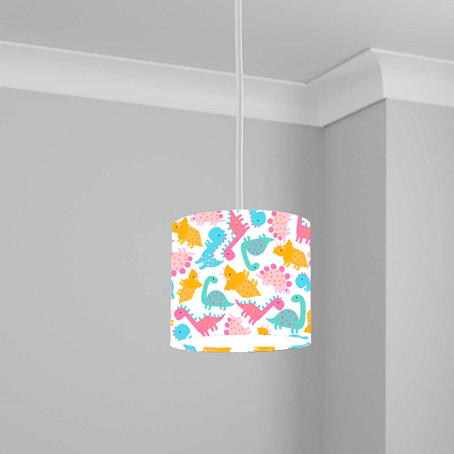 Colorful Dinosaur Print Ceiling Lampshade Lightshade for Nursery - 20cm x 18.5cm
