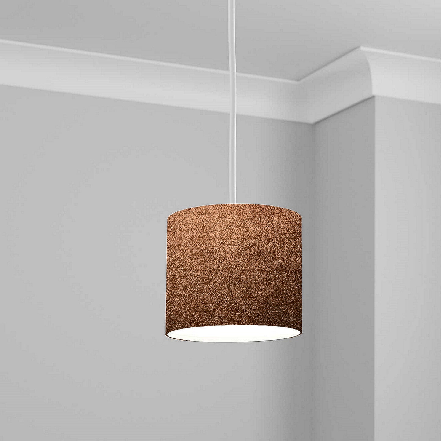 Brown Leather Texture Pattern Ceiling Lampshade Lightshade for Room - 20cm x 18.5cm