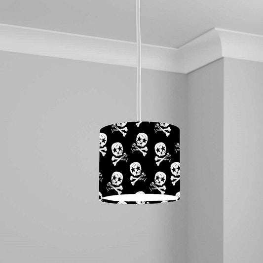 Black Pirate Skull and Crossbones Ceiling Lampshade Lightshade for Nursery - 20cm x 18.5cm