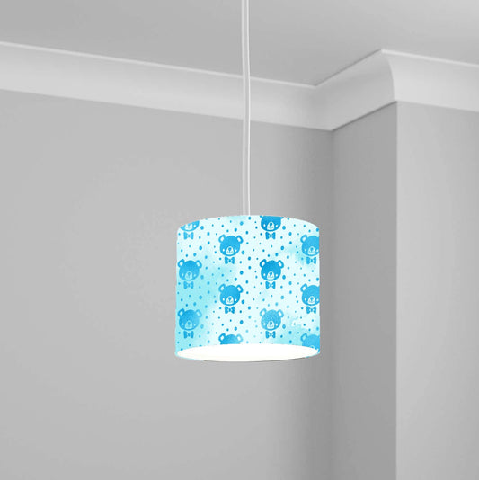 Blue Teddy Bear Pattern Ceiling Lampshade Lightshade for Kids Room - 20cm x 18.5cm