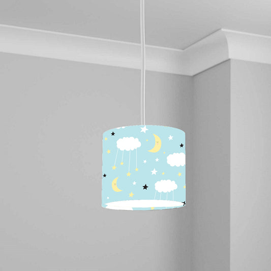Blue Moon and Clouds Ceiling Lampshade Lightshade for Nursery - 20cm x 18.5cm