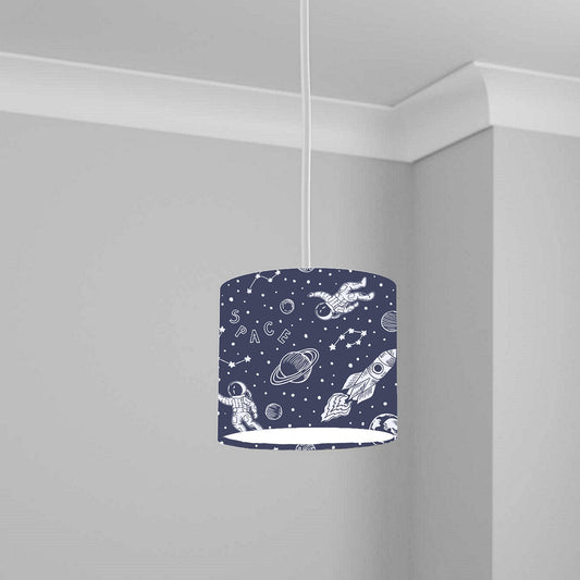 Navy Astronaut Space Theme Ceiling Lampshade Lightshade for Nursery - 20cm x 18.5cm