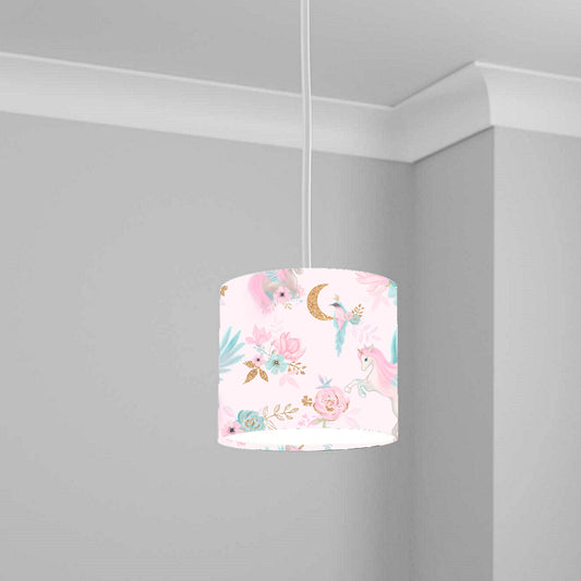 Enchanting Unicorn Pink Floral Ceiling Lampshade Lightshade for Room - 20cm x 18.5cm