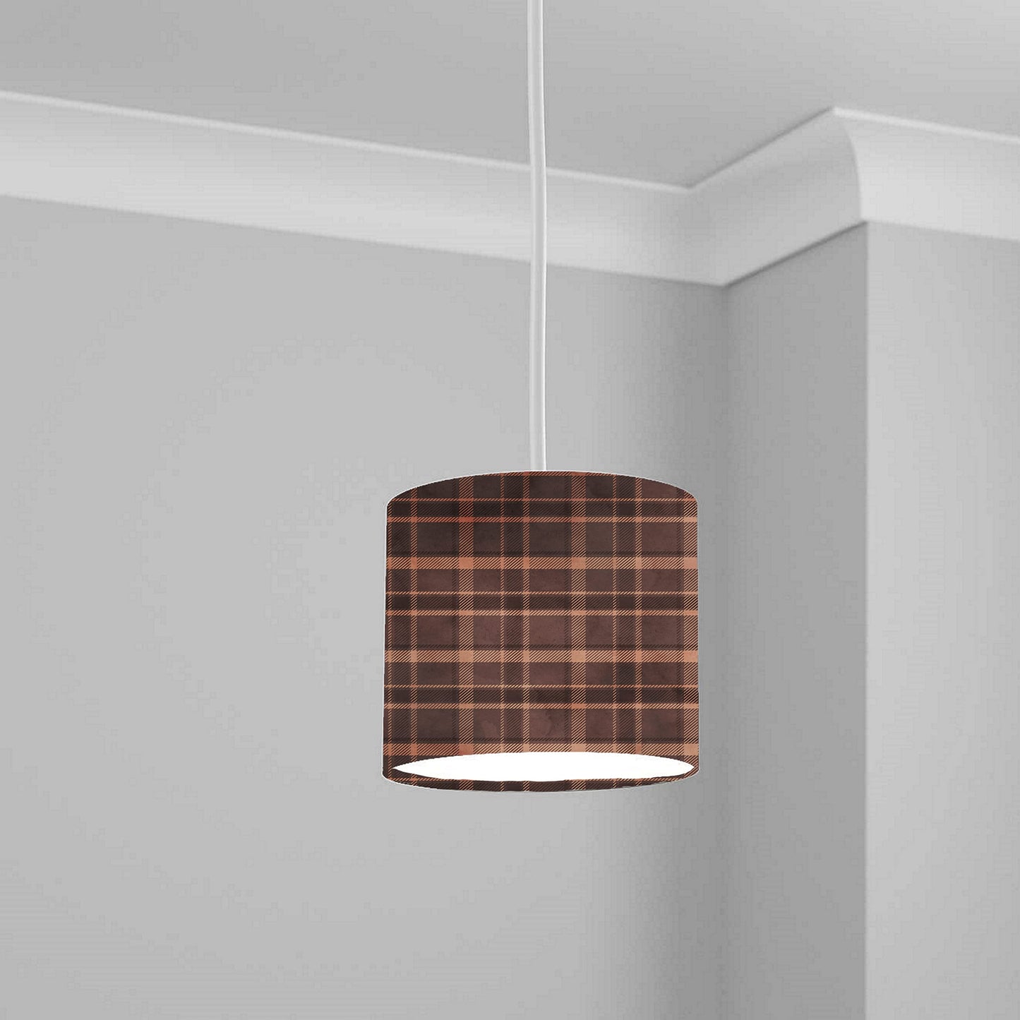Brown Plaid Pattern Ceiling Lampshade Lightshade for Room - 20cm x 18.5cm