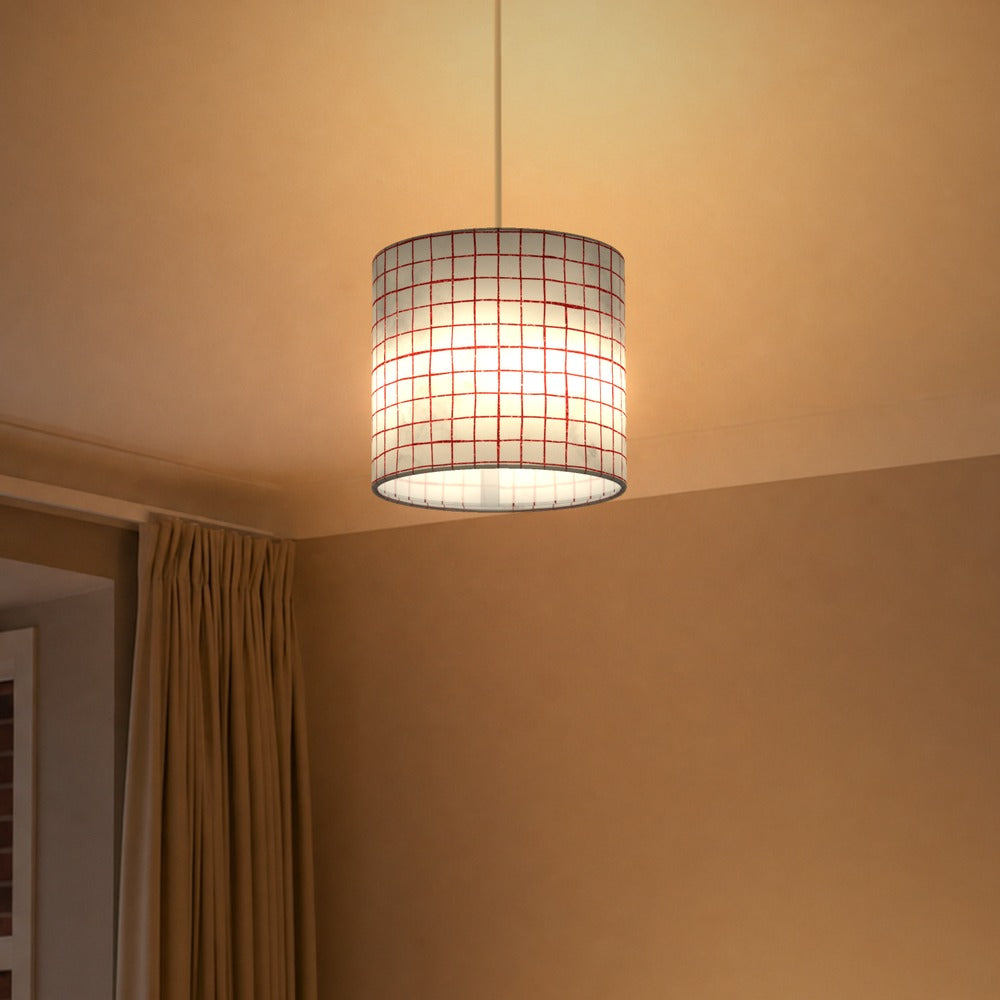 Red Grid Pattern lampshade