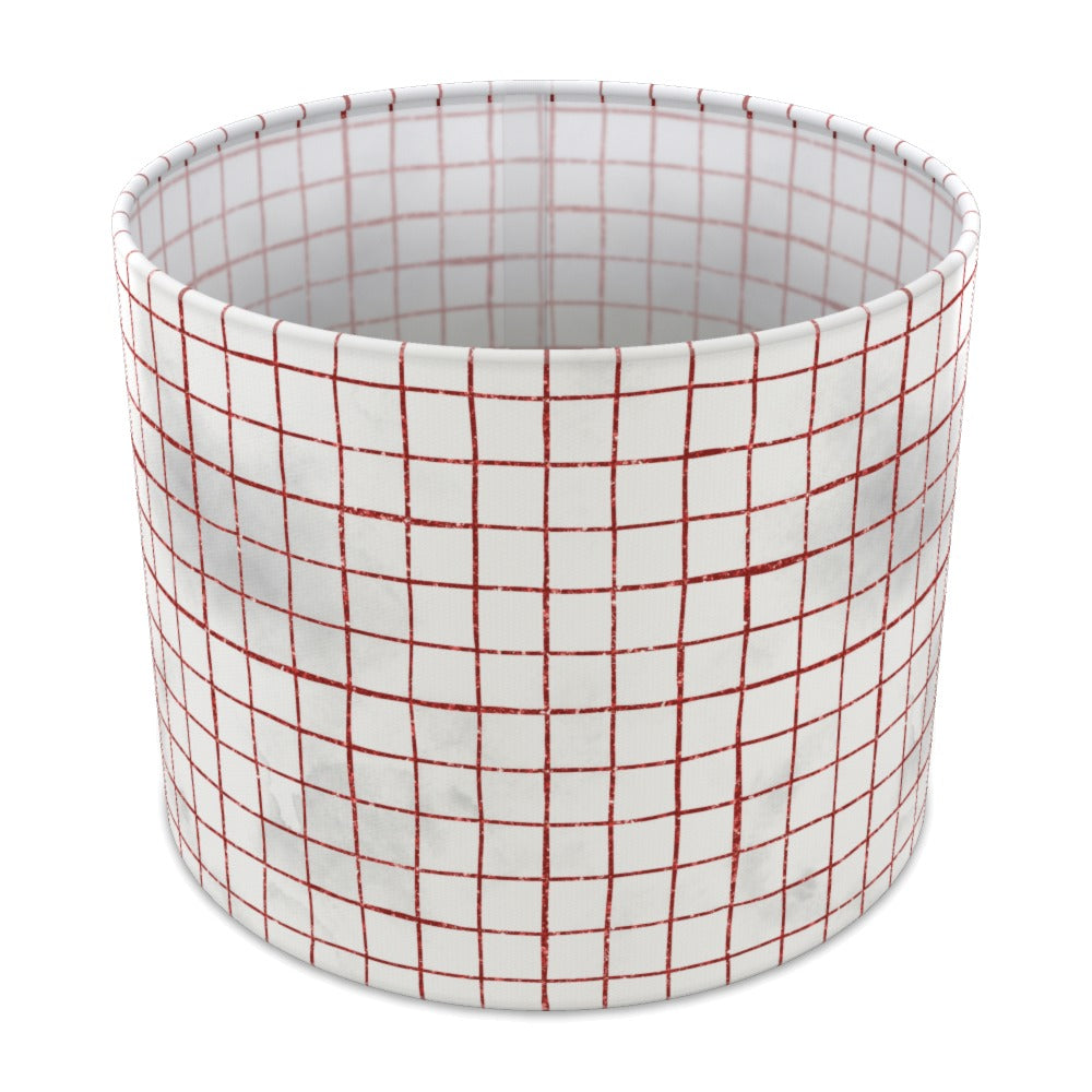 Red Grid Pattern lampshade - 25cm Table