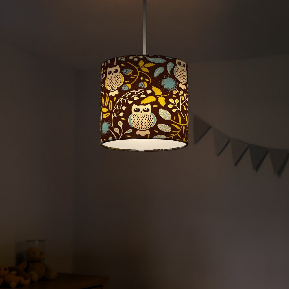 Charming Owl and Leaf Pattern lampshade