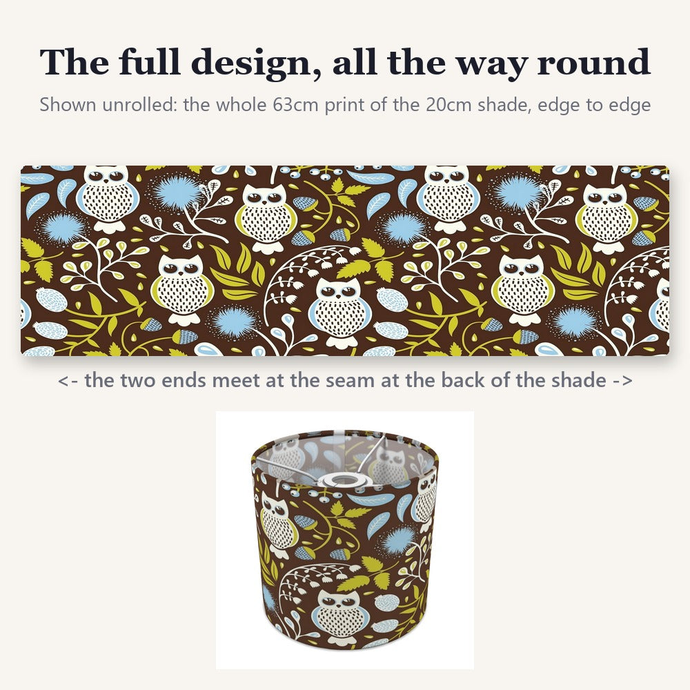 Charming Owl and Leaf Pattern lampshade